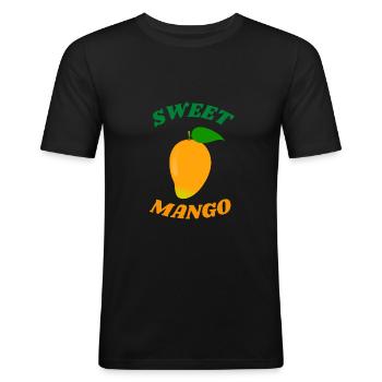 SWEET MANGO - Männer Slim Fit T-Shirt - Schwarz - Vorne - Nik (191cm)
