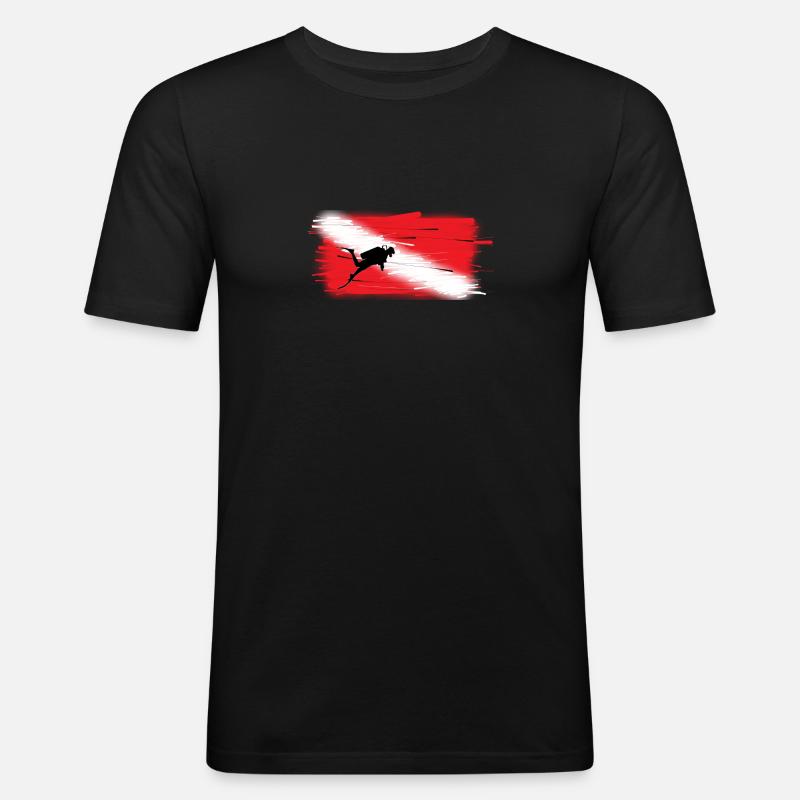 Dan Flag Taucher - Männer Slim Fit T-Shirt - Schwarz