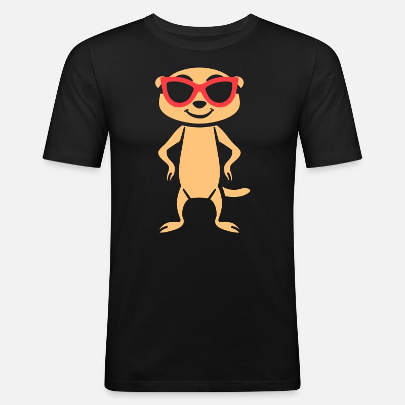 Erdmännchen - Männer Slim Fit T-Shirt - Schwarz