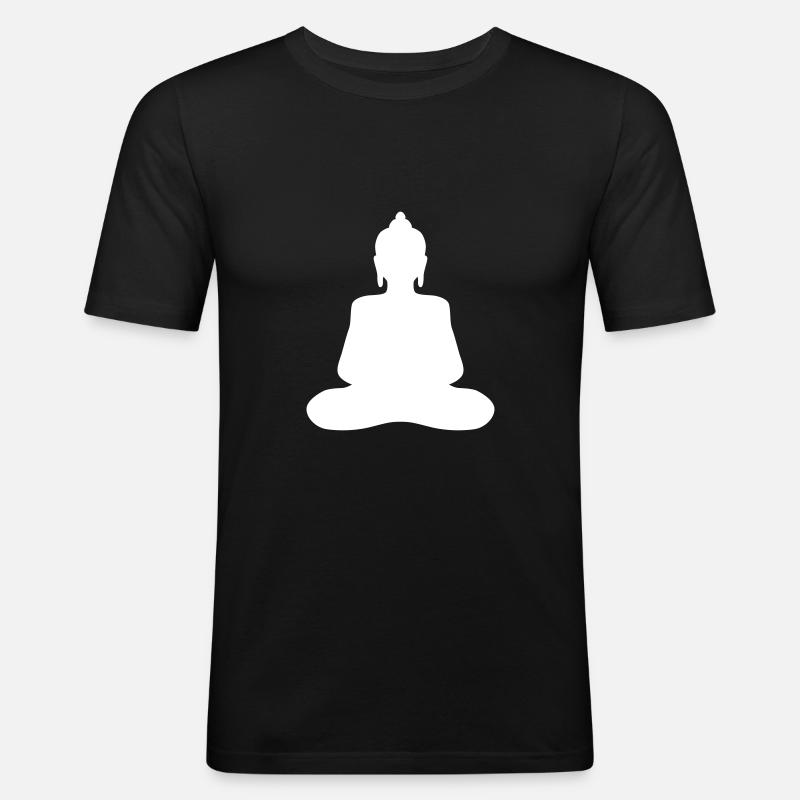Buddha - Männer Slim Fit T-Shirt - Schwarz