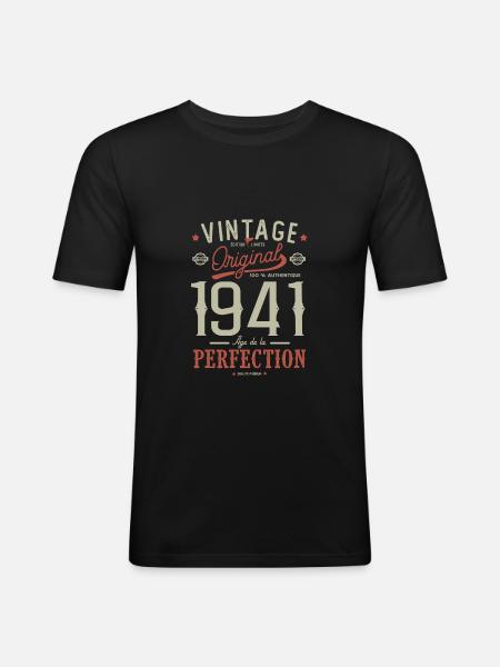 age of perfection 1941, birthday 81 years - Men's Slim Fit T-Shirt - black