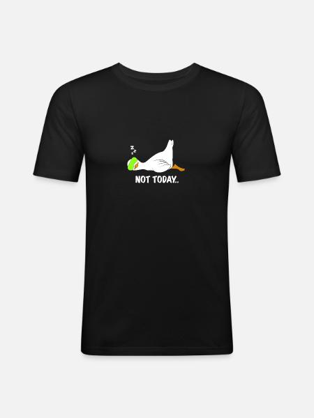 duck funny lazy saying - Men's Slim Fit T-Shirt - black