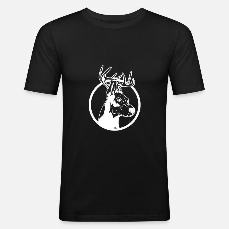 Weihnachts Dobermann - Männer Slim Fit T-Shirt - Schwarz