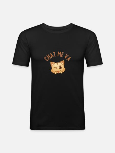 Chat me va - T-shirt près du corps Homme - noir