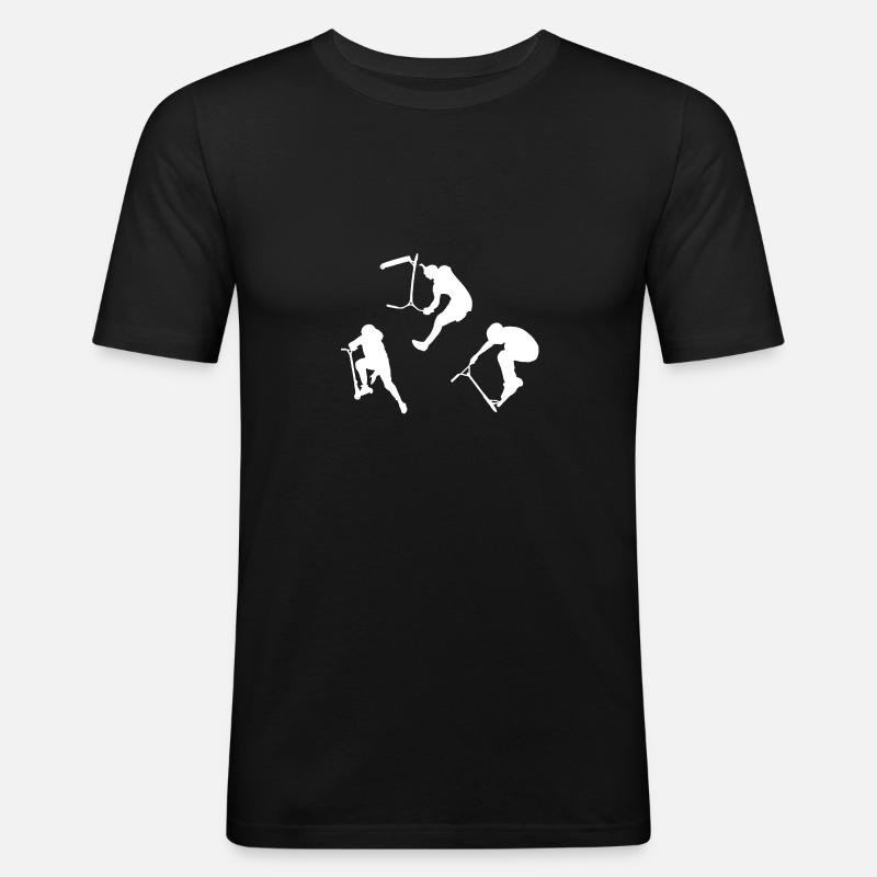 Stuntscooter Tricks - Männer Slim Fit T-Shirt - Schwarz