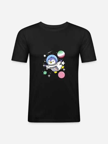 Penguin Astronaut Abrosexual Pride - Men's Slim Fit T-Shirt - black