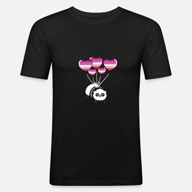 Panda Lesbian Pride - Männer Slim Fit T-Shirt - Schwarz