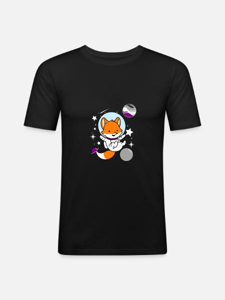 Fuchs Astronaut Ace Pride - Männer Slim Fit T-Shirt - Schwarz