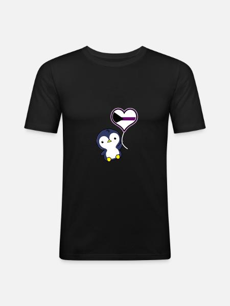 Pinguin Ballon Demisexual Pride - Männer Slim Fit T-Shirt - Schwarz