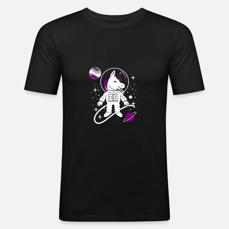 Einhorn Astronaut Ace Pride - Männer Slim Fit T-Shirt - Schwarz