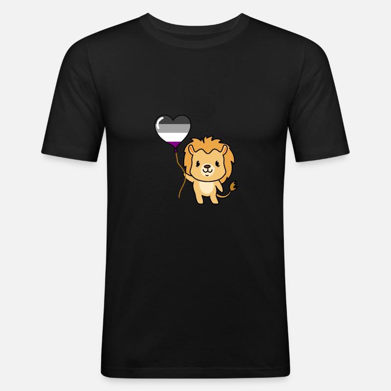 Löwe Ballon Asexual Pride - Männer Slim Fit T-Shirt - Schwarz