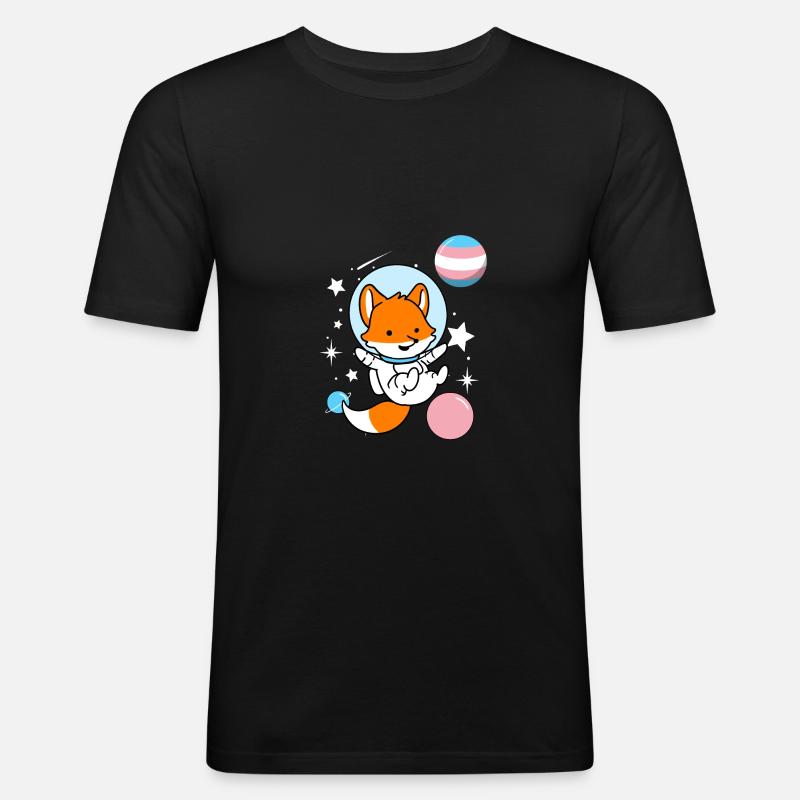 Fuchs Astronaut Trans Pride - Männer Slim Fit T-Shirt - Schwarz