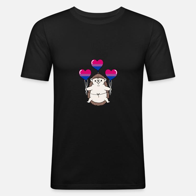 Igel Ballon Bisexual Pride - Männer Slim Fit T-Shirt - Schwarz