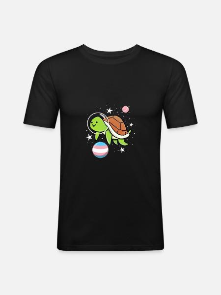 Turtle Astronaut Trans Pride - Men's Slim Fit T-Shirt - black