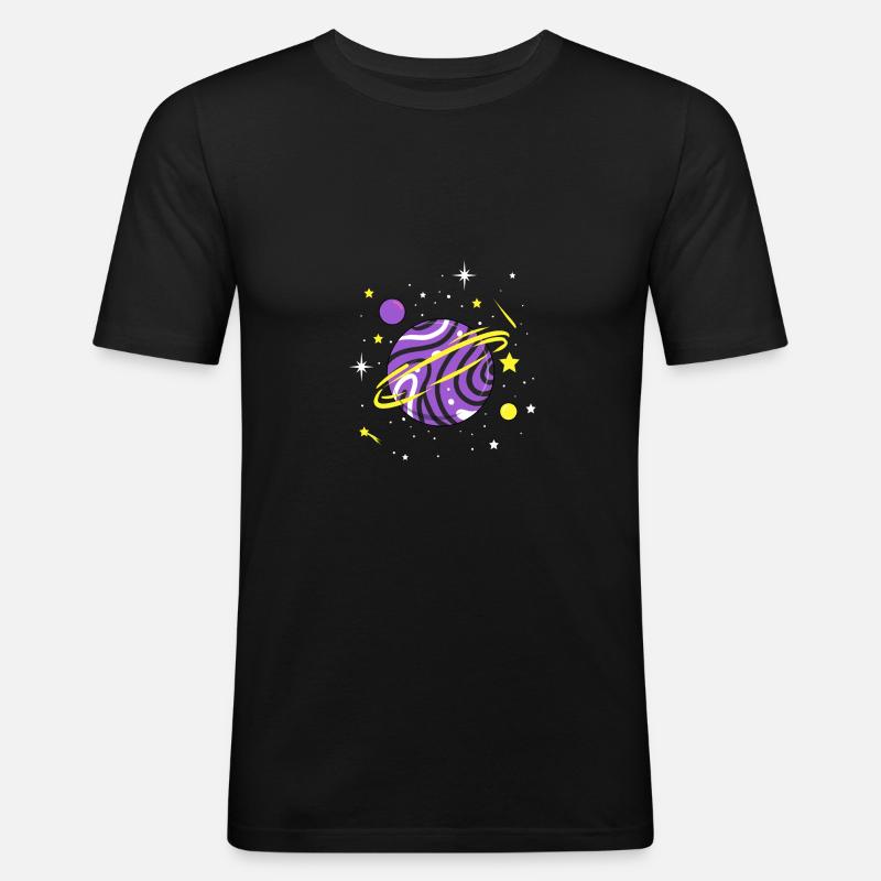 Nonbinary Space Planet Nonbinary Pride - Männer Slim Fit T-Shirt - Schwarz