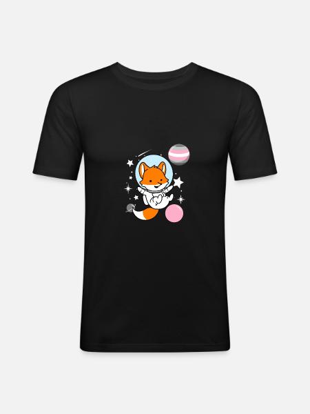 Fox Astronaut Demigirl Pride - Men's Slim Fit T-Shirt - black
