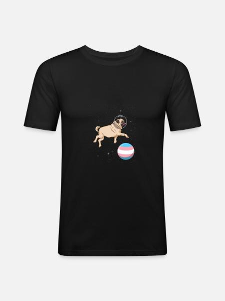 Pug in space Trans Pride - Men's Slim Fit T-Shirt - black