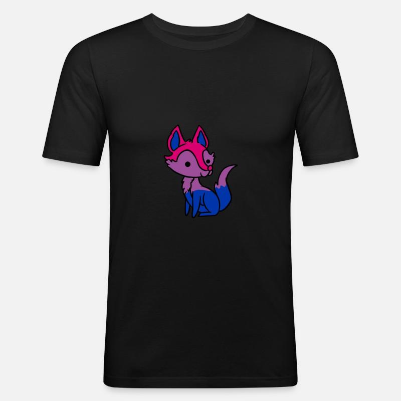 Bisexual Pride Fox Bisexual Gift - Men's Slim Fit T-Shirt - black