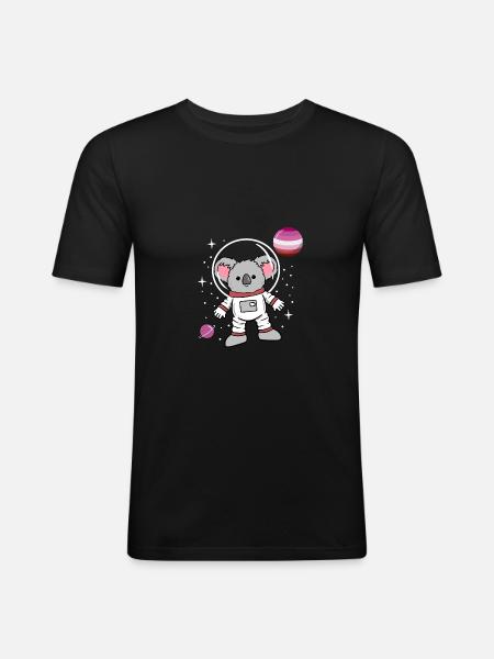 Koala Astronaut Lesbian Pride - Men's Slim Fit T-Shirt - black