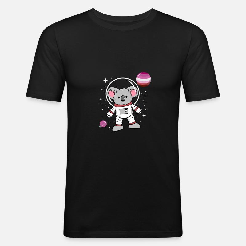 Koala Astronaut Lesbian Pride - Männer Slim Fit T-Shirt - Schwarz