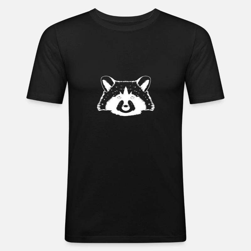 Waschbär Gesicht Geschenkidee Geschenk - Männer Slim Fit T-Shirt - Schwarz