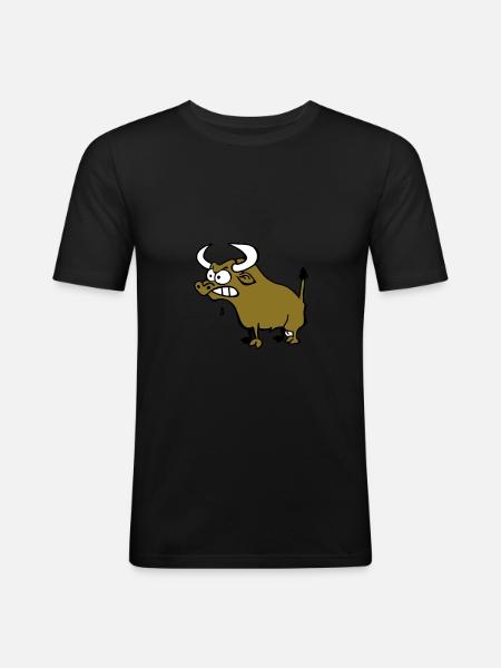 Wütender Stier - Männer Slim Fit T-Shirt - Schwarz
