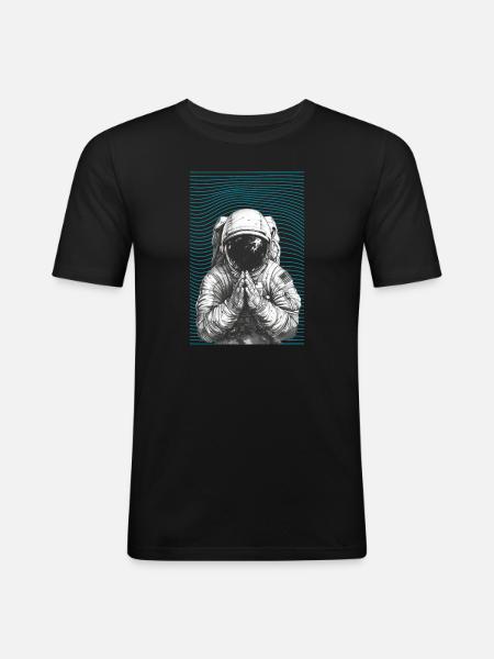 Praying Astronaut - Men's Slim Fit T-Shirt - black