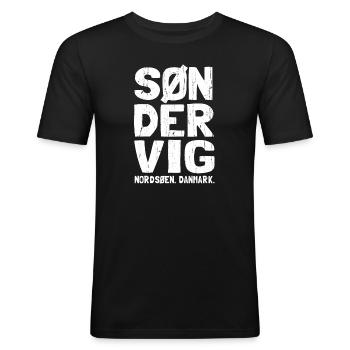 Söndervig, Westjütland, Dänemark, Hvide Sande - Männer Slim Fit T-Shirt - Schwarz - Vorne - Nik (191cm)