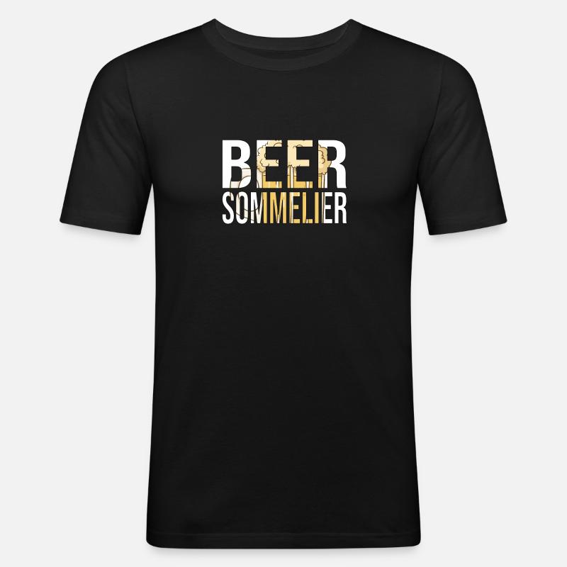 Bier Spruch Biertrinker Geschenk Biersommelier - Männer Slim Fit T-Shirt - Schwarz