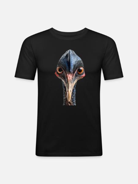 Kasuar - Männer Slim Fit T-Shirt - Schwarz