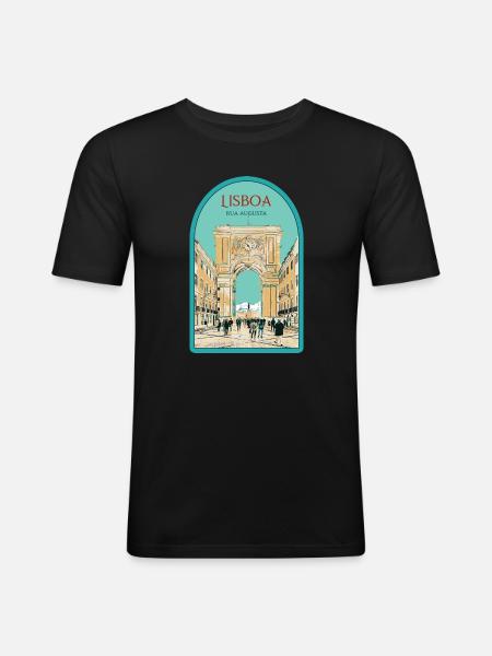 Illustration Arch Augusta Street, Lisbon - Men's Slim Fit T-Shirt - black