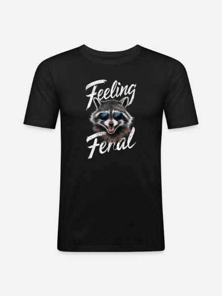 Feeling Feral Racoon - Men's Slim Fit T-Shirt - black