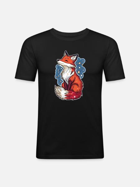 Fox and starry sky - Men's Slim Fit T-Shirt - black