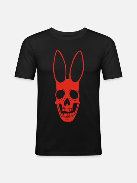 Red Rabbit Skull - Men's Slim Fit T-Shirt - black