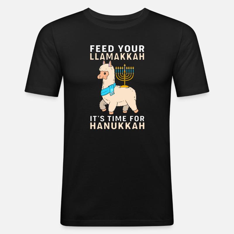 Hanoukka Hanoukka Hanoukka Lama - T-shirt près du corps Homme - noir