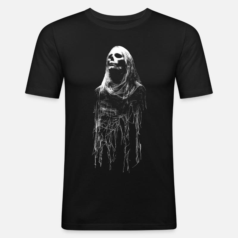 Schleiergeist im Spukgewand - Männer Slim Fit T-Shirt - Schwarz