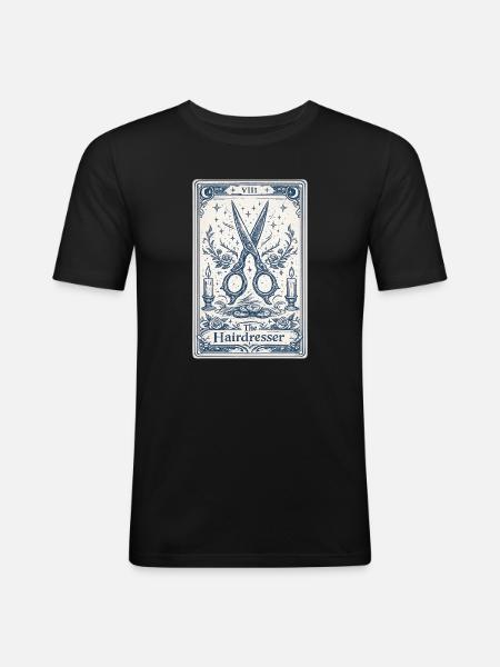 Friseur-Tarotkarten-Illustration - Männer Slim Fit T-Shirt - Schwarz