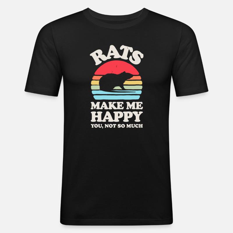 Ratten machen mich glücklich Sonnenuntergangsdesign - Männer Slim Fit T-Shirt - Schwarz