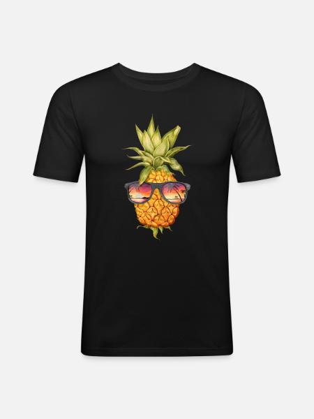 Pineapple Sunglasses Hawaii Beach - Men's Slim Fit T-Shirt - black