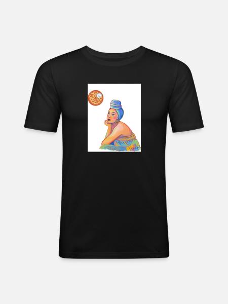 Kwanzaa Frau und Shrimp (Malerisch) - Männer Slim Fit T-Shirt - Schwarz