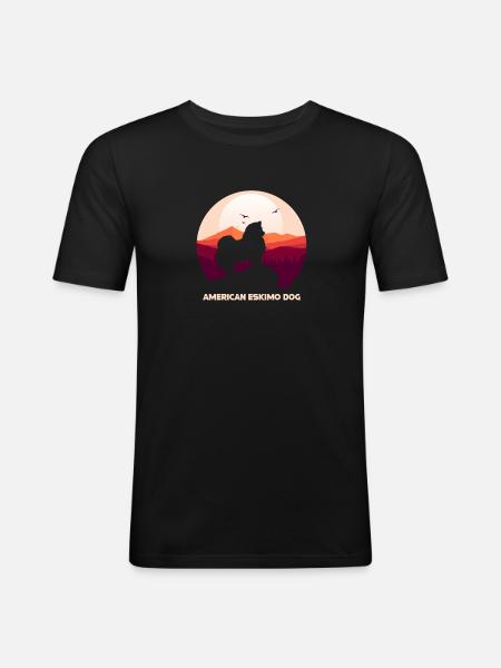 American Eskimo Dog Hund - Men's Slim Fit T-Shirt - black