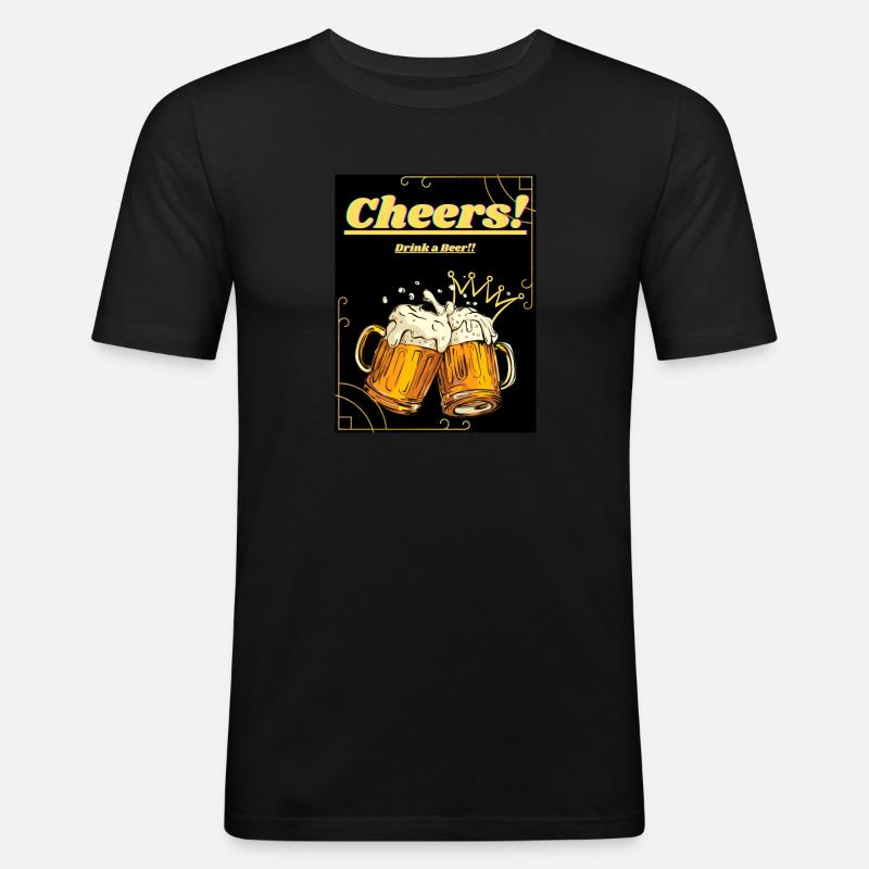 Cheers ! - Männer Slim Fit T-Shirt - Schwarz