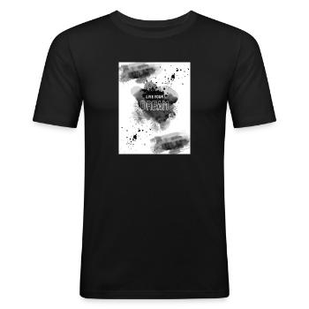 Unisex Premium T-shirt - Männer Slim Fit T-Shirt - Schwarz - Vorne - Nik (191cm)