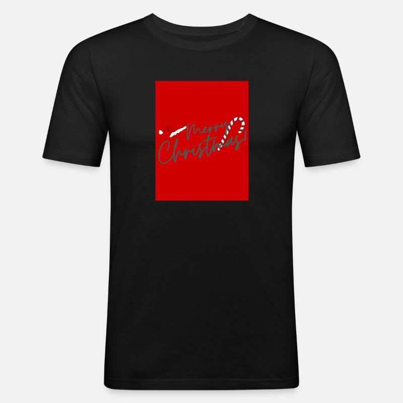 Merry Christmas Pullover - Männer Slim Fit T-Shirt - Schwarz