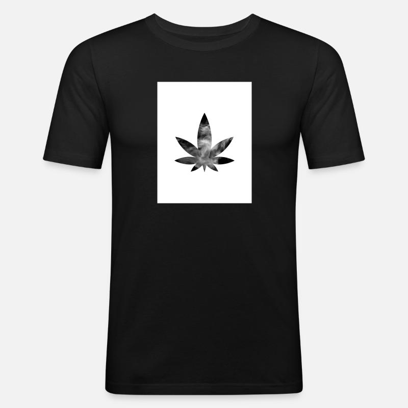 Hanf-Blatt - Männer Slim Fit T-Shirt - Schwarz