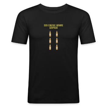 Der wahre Sixpack! - Männer Slim Fit T-Shirt - Schwarz - Vorne - Nik (191cm)