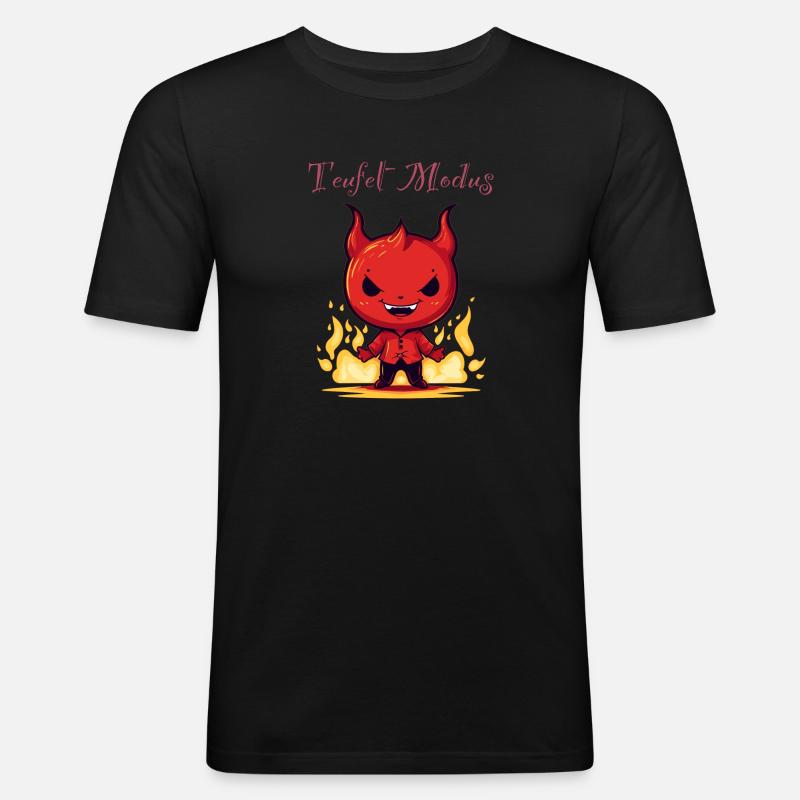 Teufel Modus - Männer Slim Fit T-Shirt - Schwarz