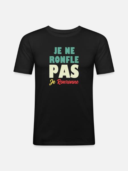 Ik snurk niet, ik spinnen - Mannen slim fit T-shirt - zwart
