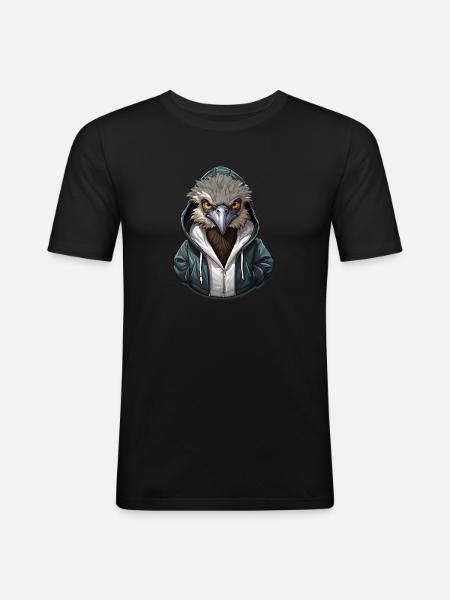Cooler Emu in Freizeitkleidung - Männer Slim Fit T-Shirt - Schwarz