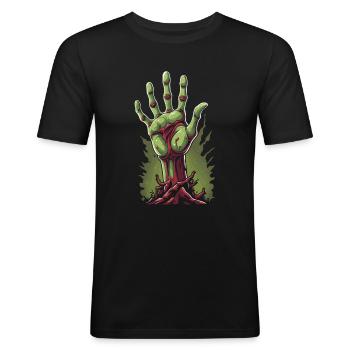 Resurrected Zombie Comic Illustration - Men's Slim Fit T-Shirt - black - Front - Nik (191cm)